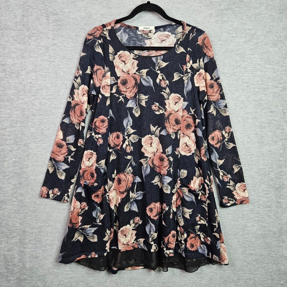 Eloges Women's Floral Long Sleeve Knit Dress Size M